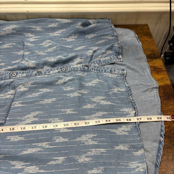 Style & Co Plus Size 1X Chambray Top Southwest Western Button Up Short Sleeve - Picture 8 of 13